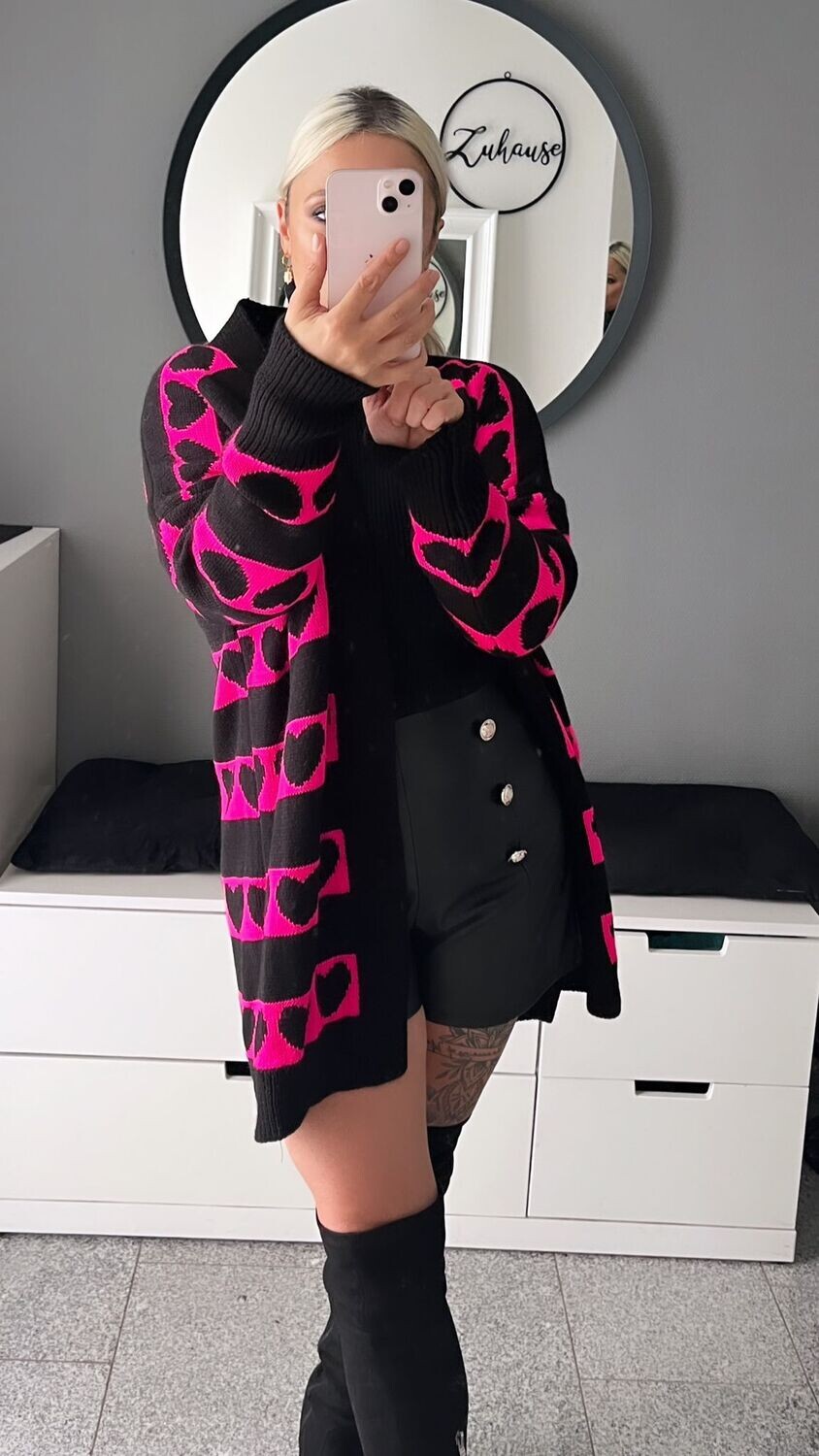 Flori Me Strick Cardigan mit Print und Stripes