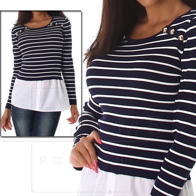Sexy Stripes  Shirt mit Knöpfe