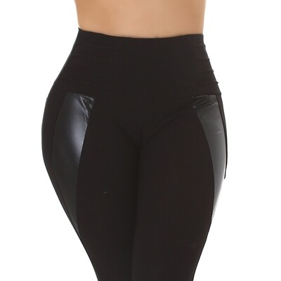 Sexy Curvy Leggings mit Kunstleder Applikationen