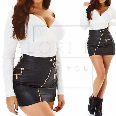 Sexy Lederimitat High Waist mit Reißverschluss
