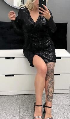 Flori Me Pailletten Party Dress mit tiefen Ausschnitt