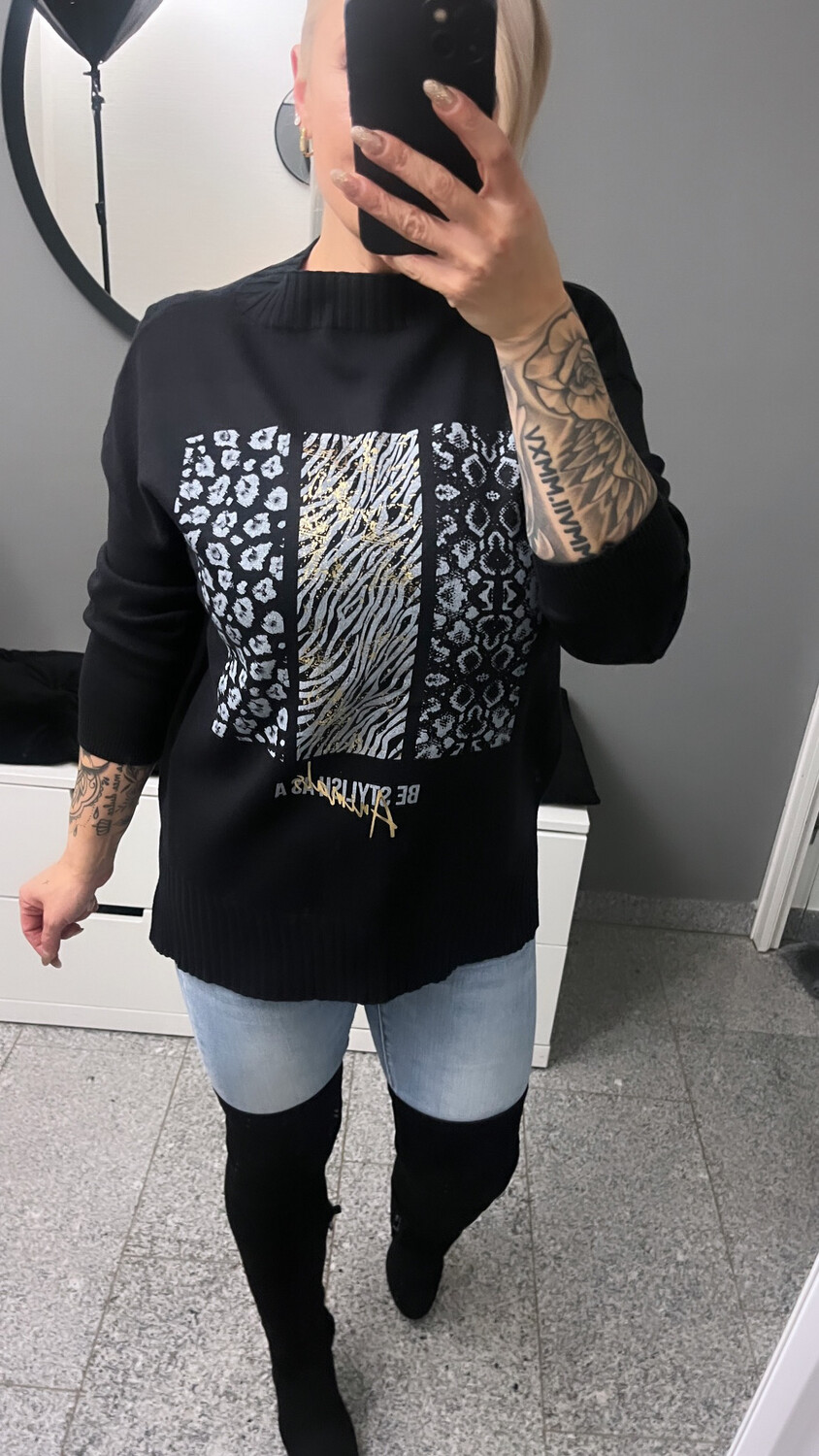 Flori Me Strickpullover mit Print