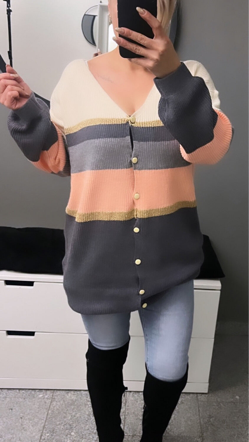 Flori Me Cardigan lang mit Knöpfen