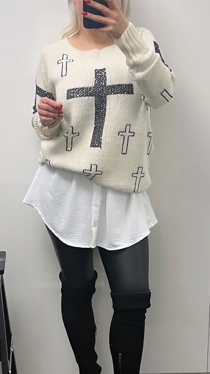 Sexy GrobStrick Oversize Pulli  mit Glitter