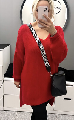 Sexy Oversize Long Pulli Strick V-Ausschnitt