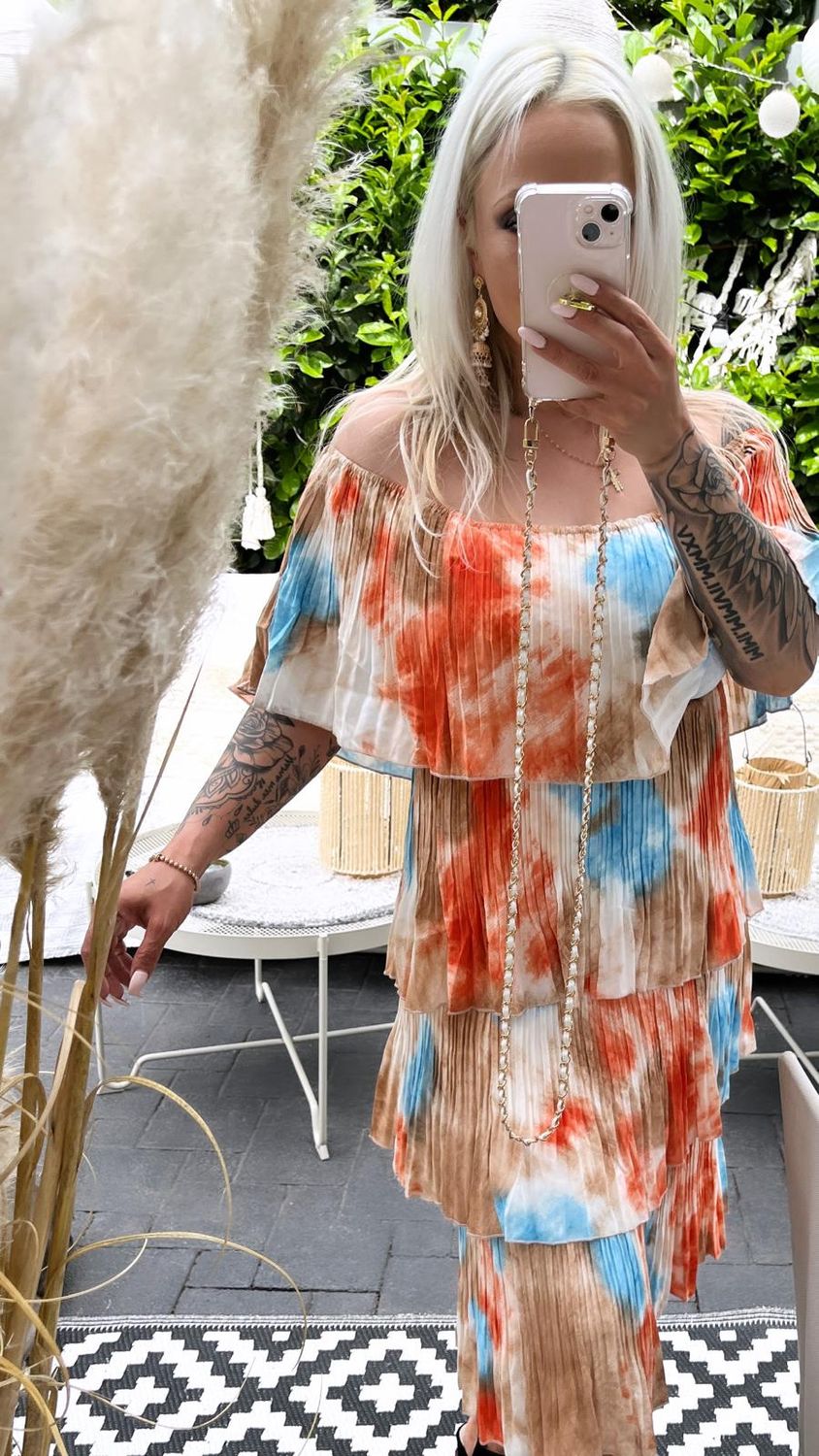 Latina Midi Kleid mit Carmen Ausschnitt