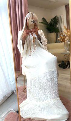 Sommerkleid lang mit Strickerei
