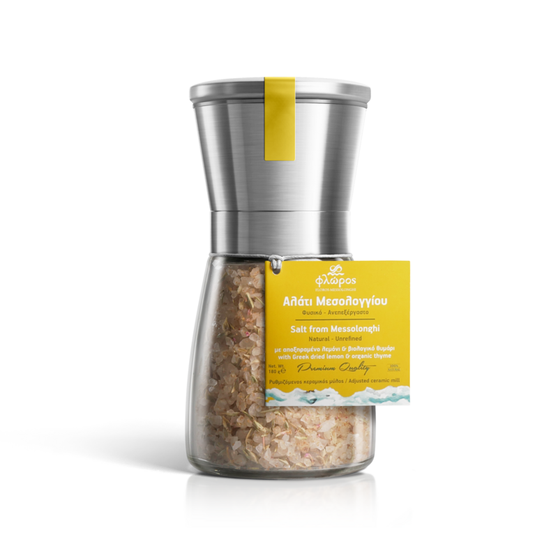 Meersalz mit getrockneter Zitrone und Bio-Thymian 180 gr.