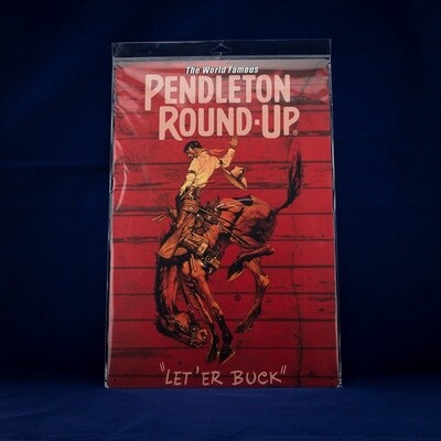 12x18 Pendleton Round-Up Metal Barnwood Sign
