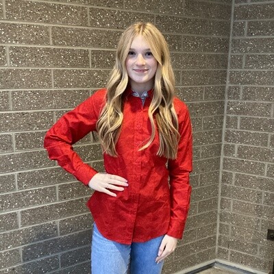 Ladies Cinch Pendleton Round-Up Red Paisley Long Sleeve Button Up