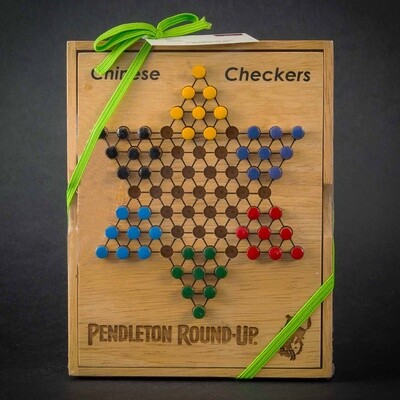 Pendleton Round-Up Teak Chinese Checkers Set