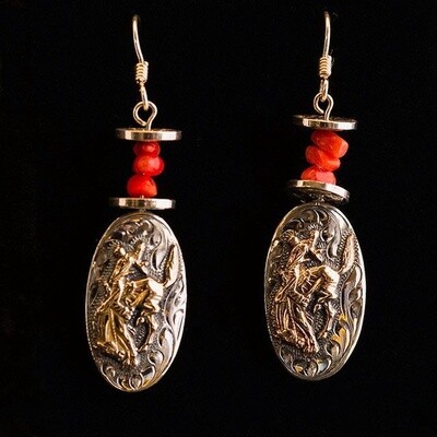 Pendleton Round-Up Vogt Earrings w/ Coral Stones