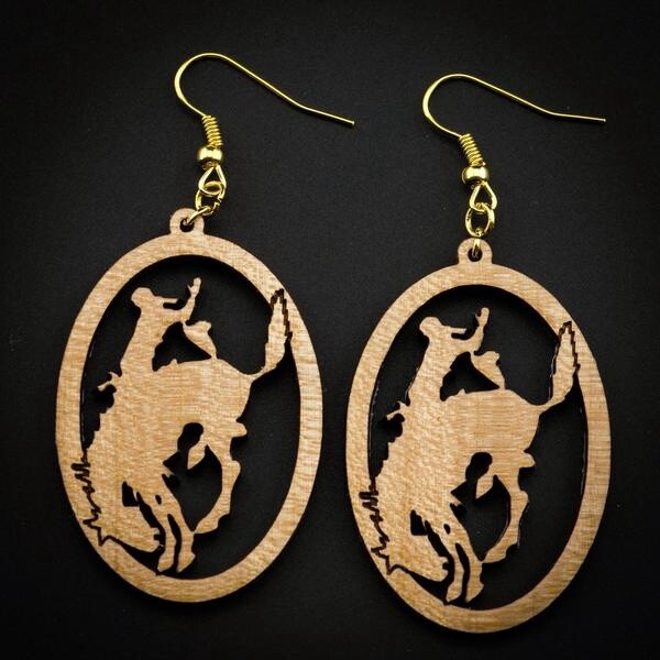 Pendleton Round-Up Oval Wooden Cut Out Earrings