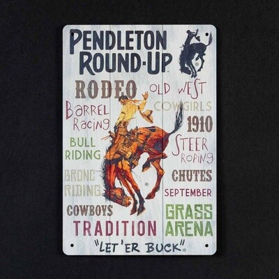 6x9 Pendleton Round-Up Metal Typography Sign