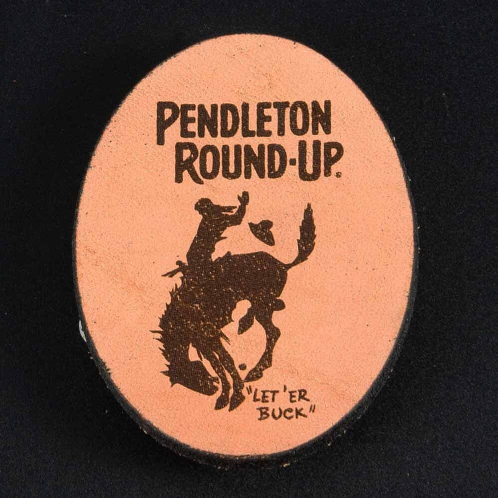 Pendleton Round-Up Leather Oval Magnet