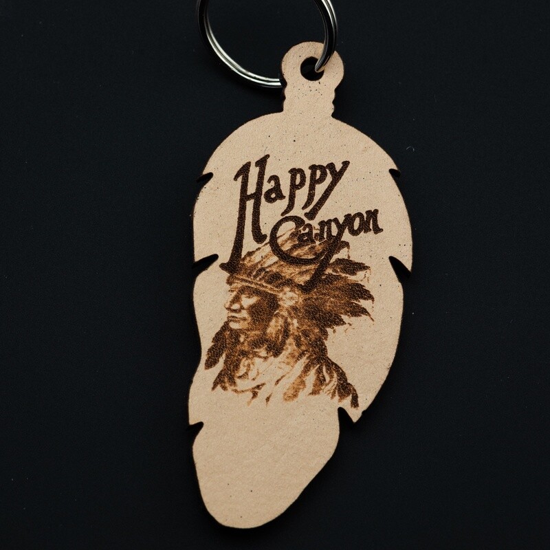 Happy Canyon Leather Feather Keychain