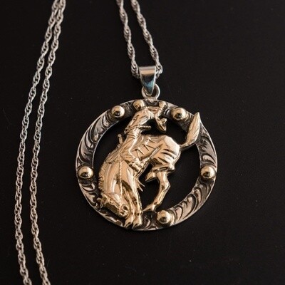 Pendleton Round-Up Vogt Gold Bucking Horse Necklace
