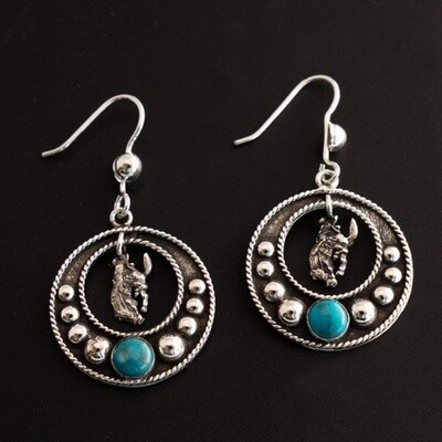 Pendleton Round-Up Vogt Turquoise Stone Dangle Earrings