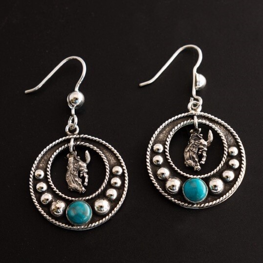 Pendleton Round-Up Vogt Turquoise Stone Dangle Earrings