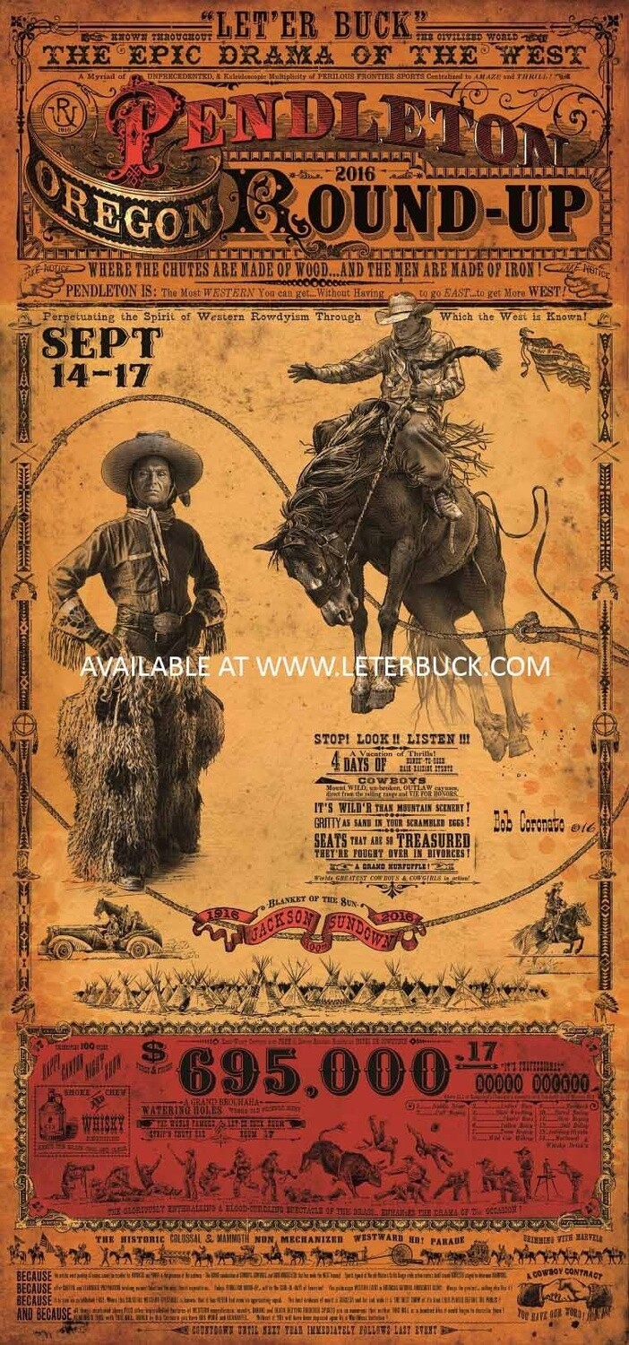 Official 2016 Pendleton Round-Up Poster by Bob Coronato