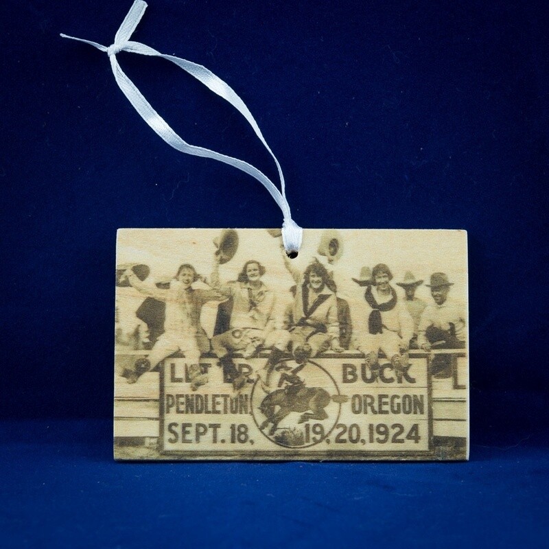 Pendleton Round-Up Wooden Gift Tag: Four Cowgirls
