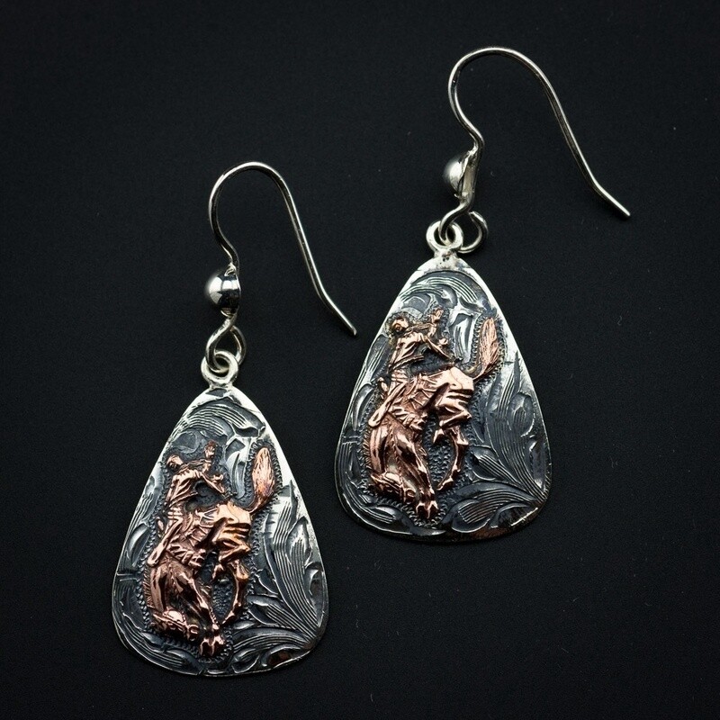 Pendleton Round-Up Vogt Copper Bucking Horse Earrings