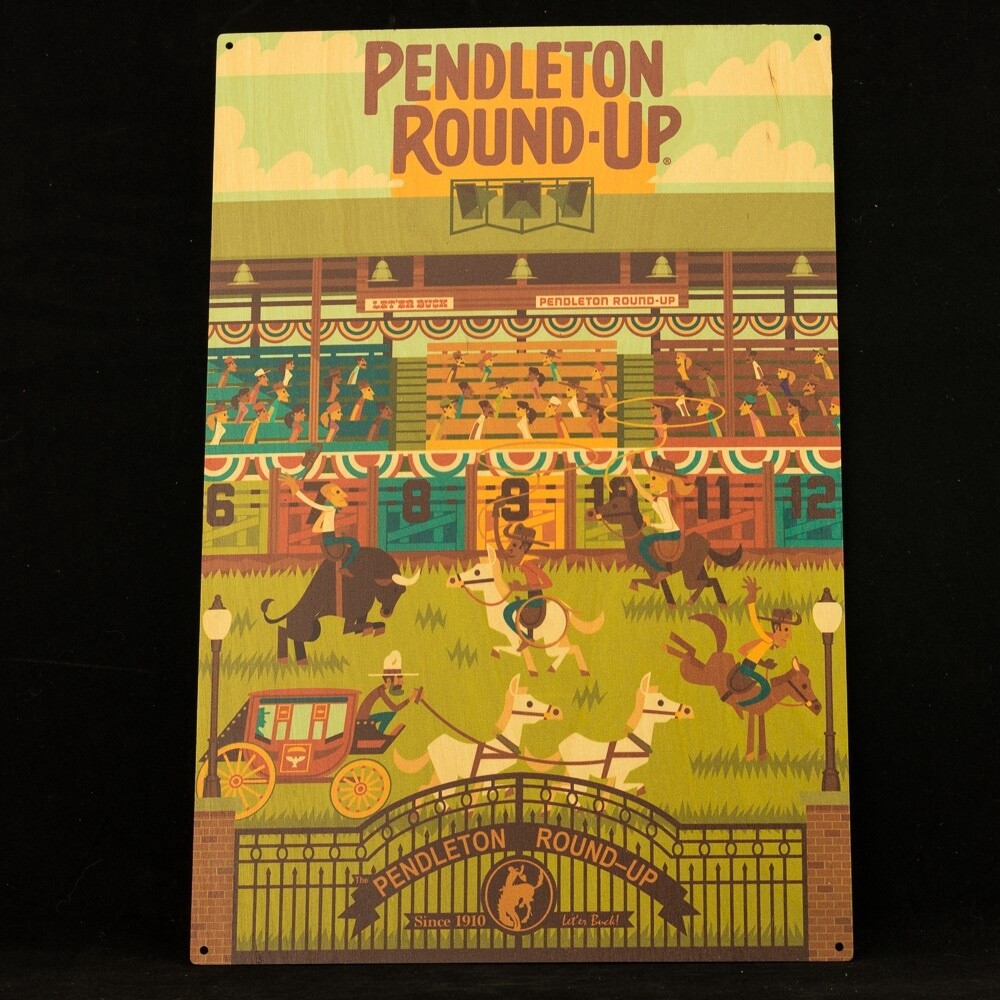 Pendleton Round-Up Wooden Geometric Sign