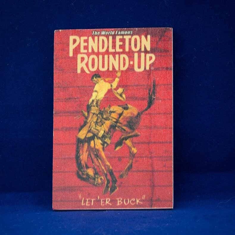 Pendleton Round-Up Wooden Barnwood Magnet