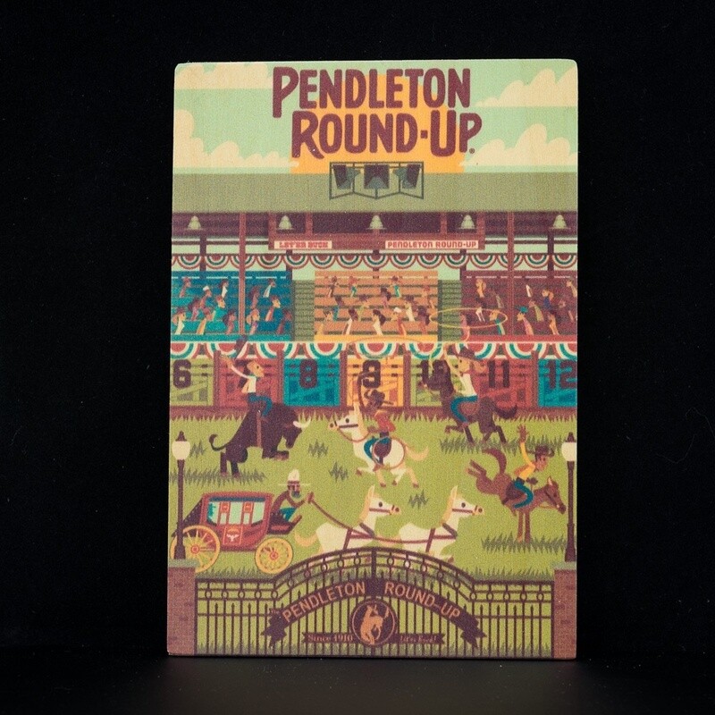 Pendleton Round-Up Wooden Geometric Postcard