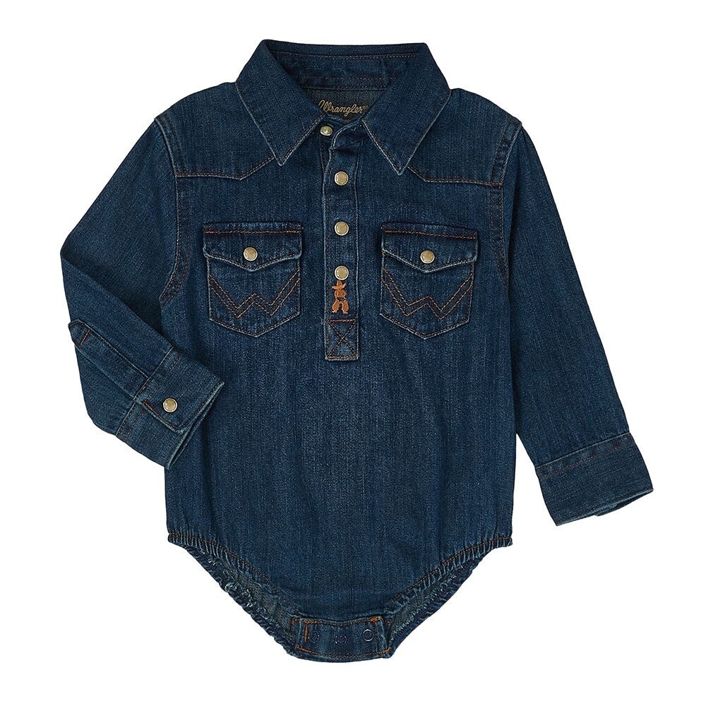 Infant Wrangler Pendleton Round-Up Denim Onesie, size: 3-6M