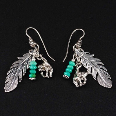 Pendleton Round-Up Turquoise Feather Earrings