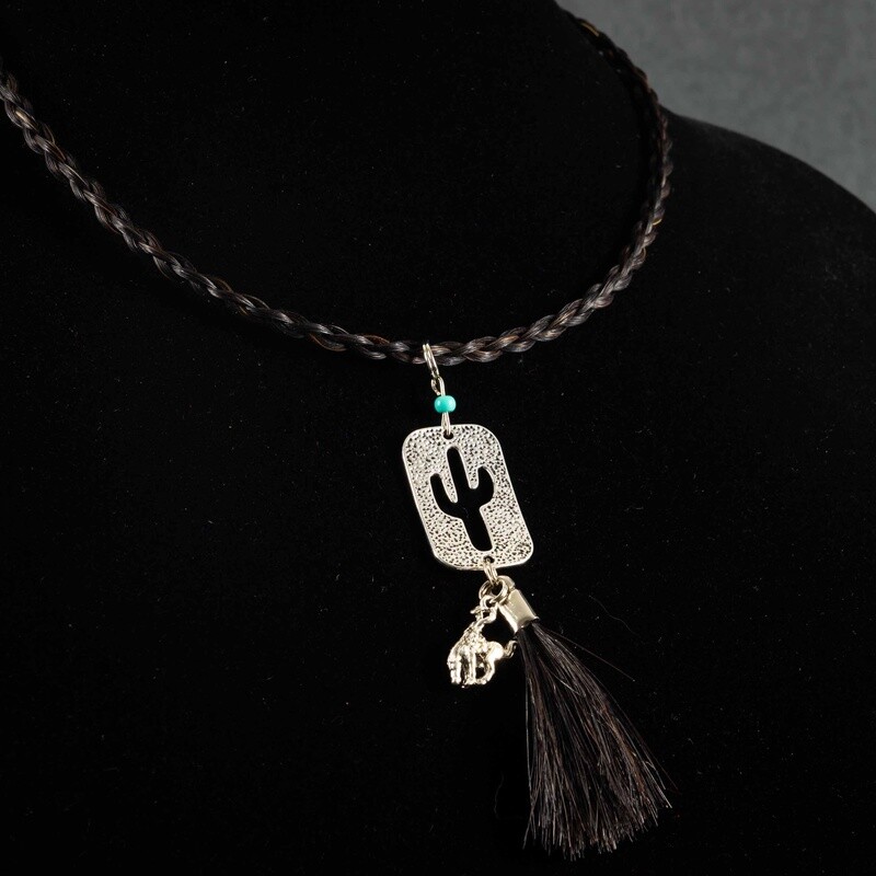 Pendleton Round-Up Horse Hair Cactus Necklace