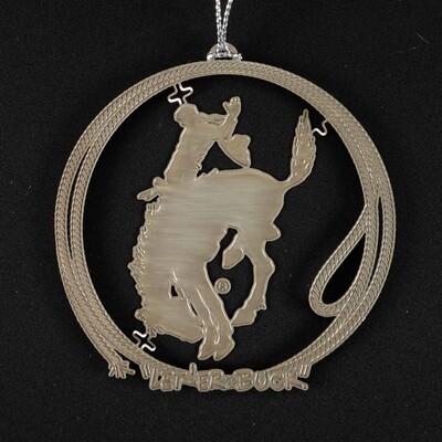 Pendleton Round-Up Silver Rope Bucking Horse Ornament