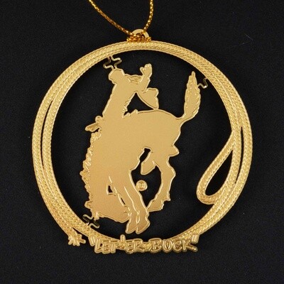 Pendleton Round-Up Gold Rope Bucking Horse Ornament