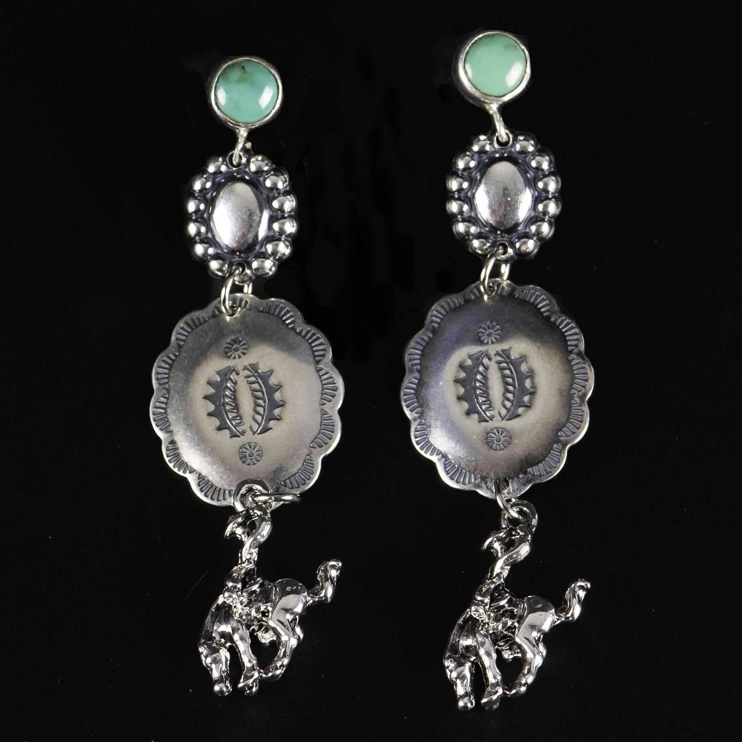 Pendleton Round-Up Turquoise Stone Concho Earrings