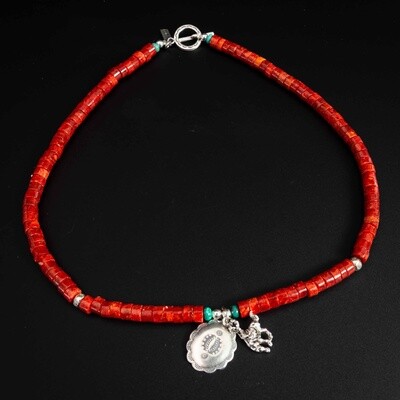 Pendleton Round-Up Coral Stone Concho Necklace