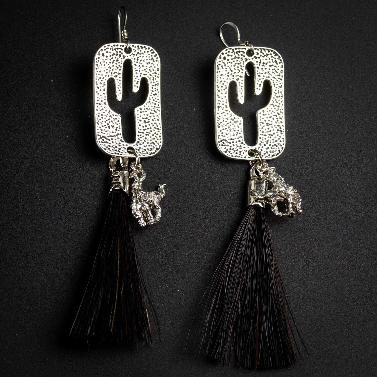 Pendleton Round-Up Horse Hair Cactus Earrings