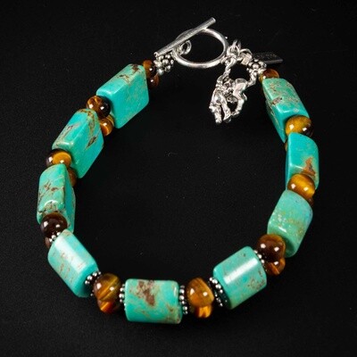 Pendleton Round-Up Turquoise and Tigers Eye Stone Bracelet