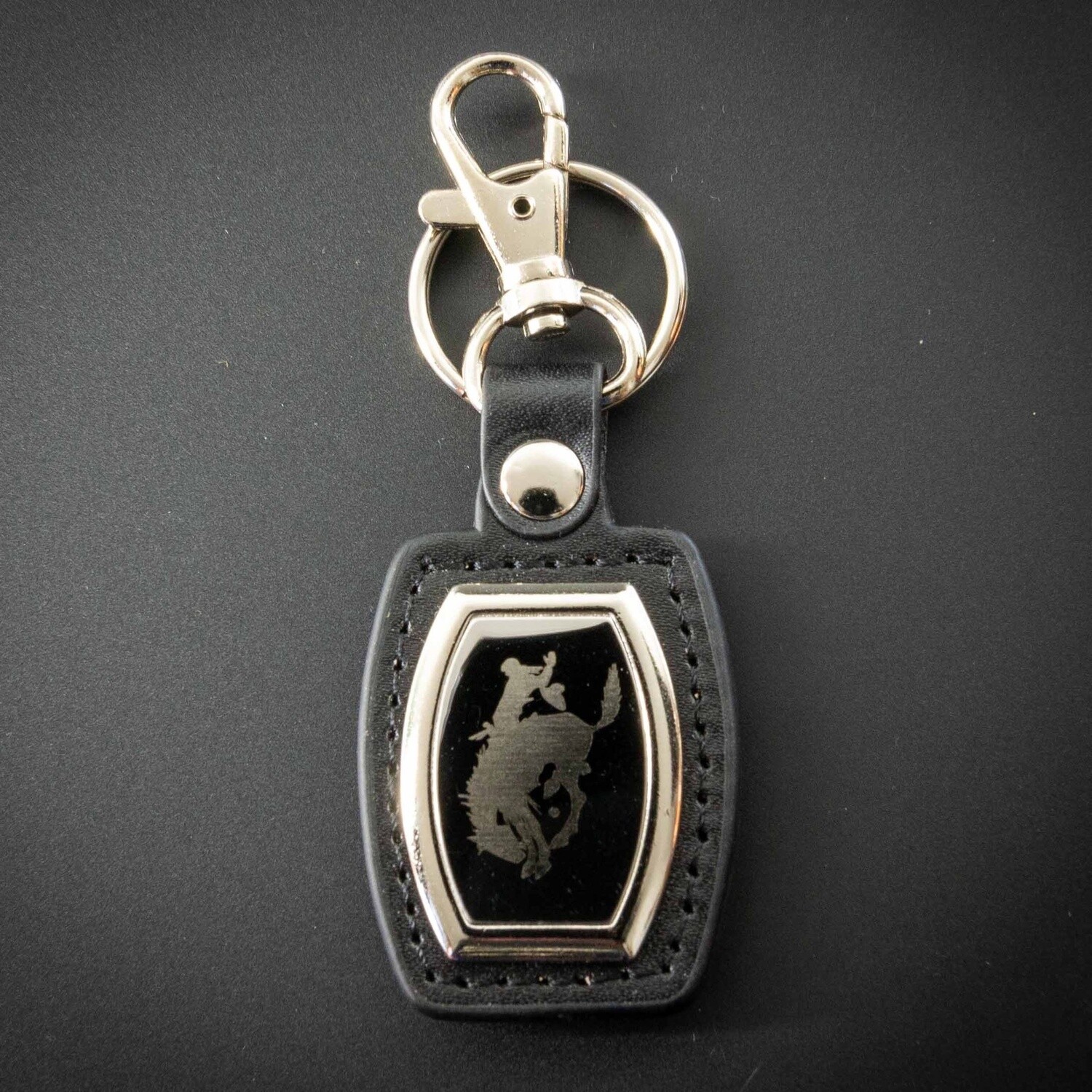 Pendleton Round-Up Black Leather Keychain