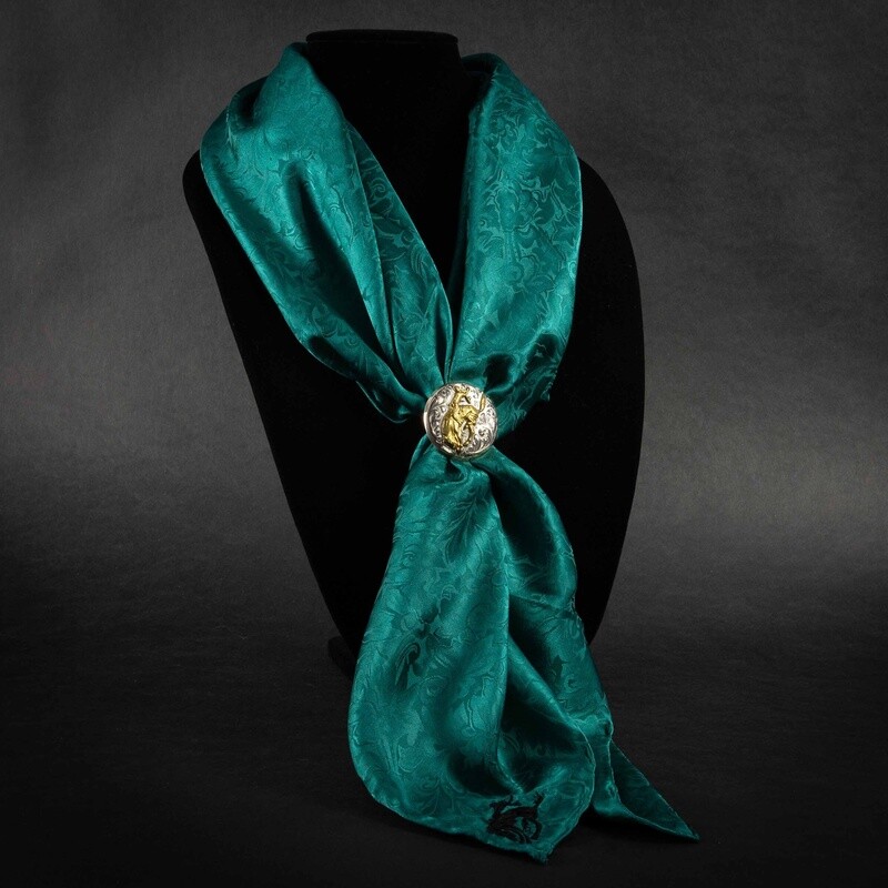 Pendleton Round-Up Teal Jacquard Silk Wild Rag