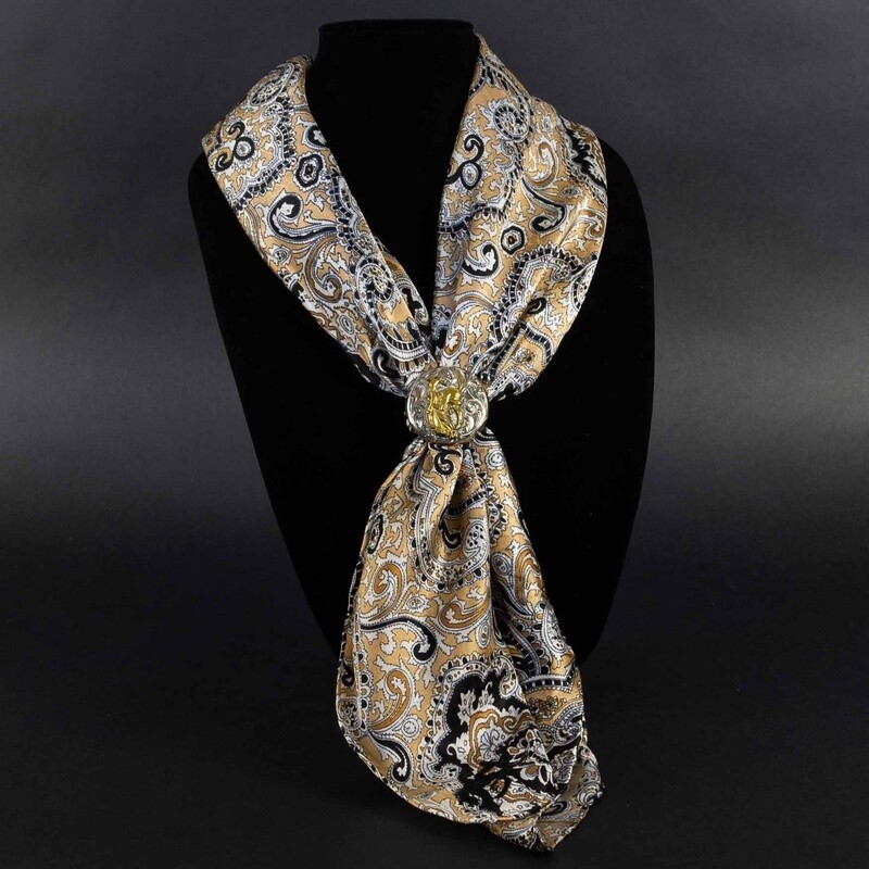 Pendleton Round-Up Tan/Black Paisley Silk Wild Rag