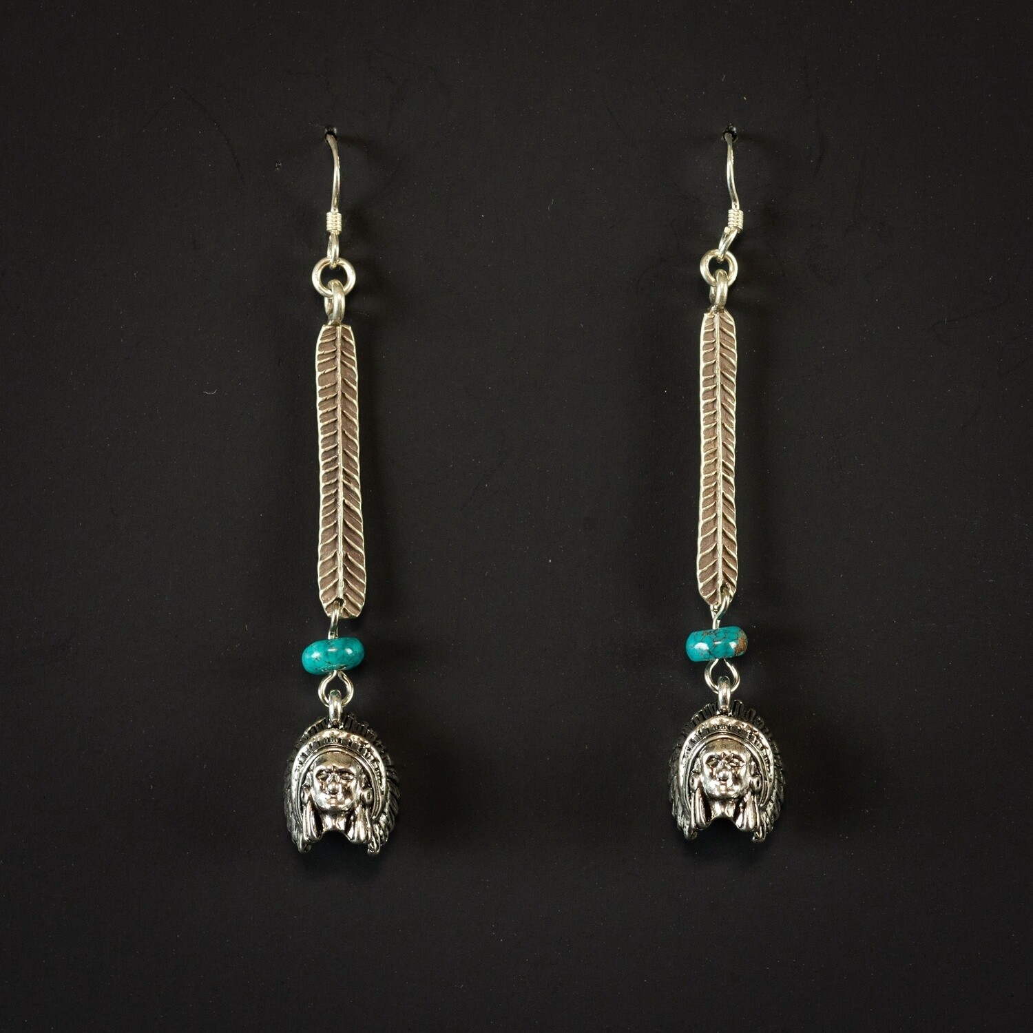 Happy Canyon Feather Turquoise Earrings