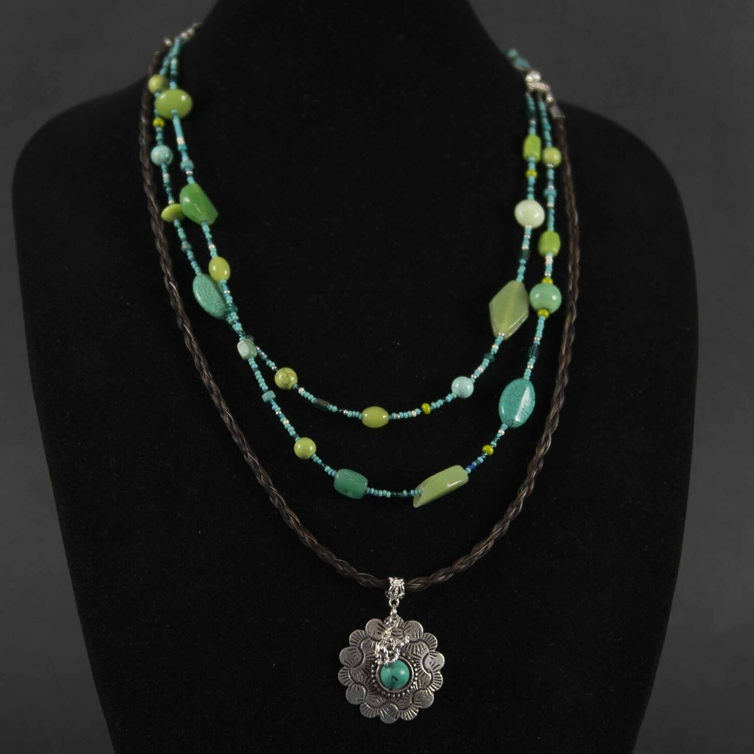 Pendleton Round-Up Turquoise Layered Horse Hair Necklace