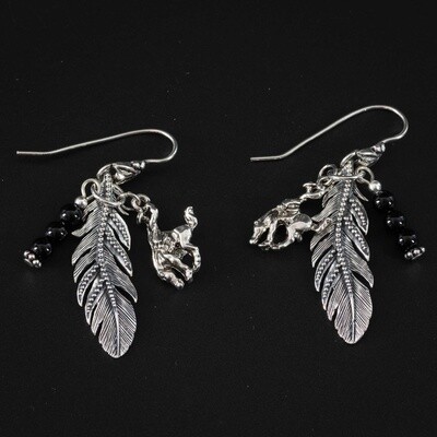Pendleton Round-Up Onyx Feather Earrings