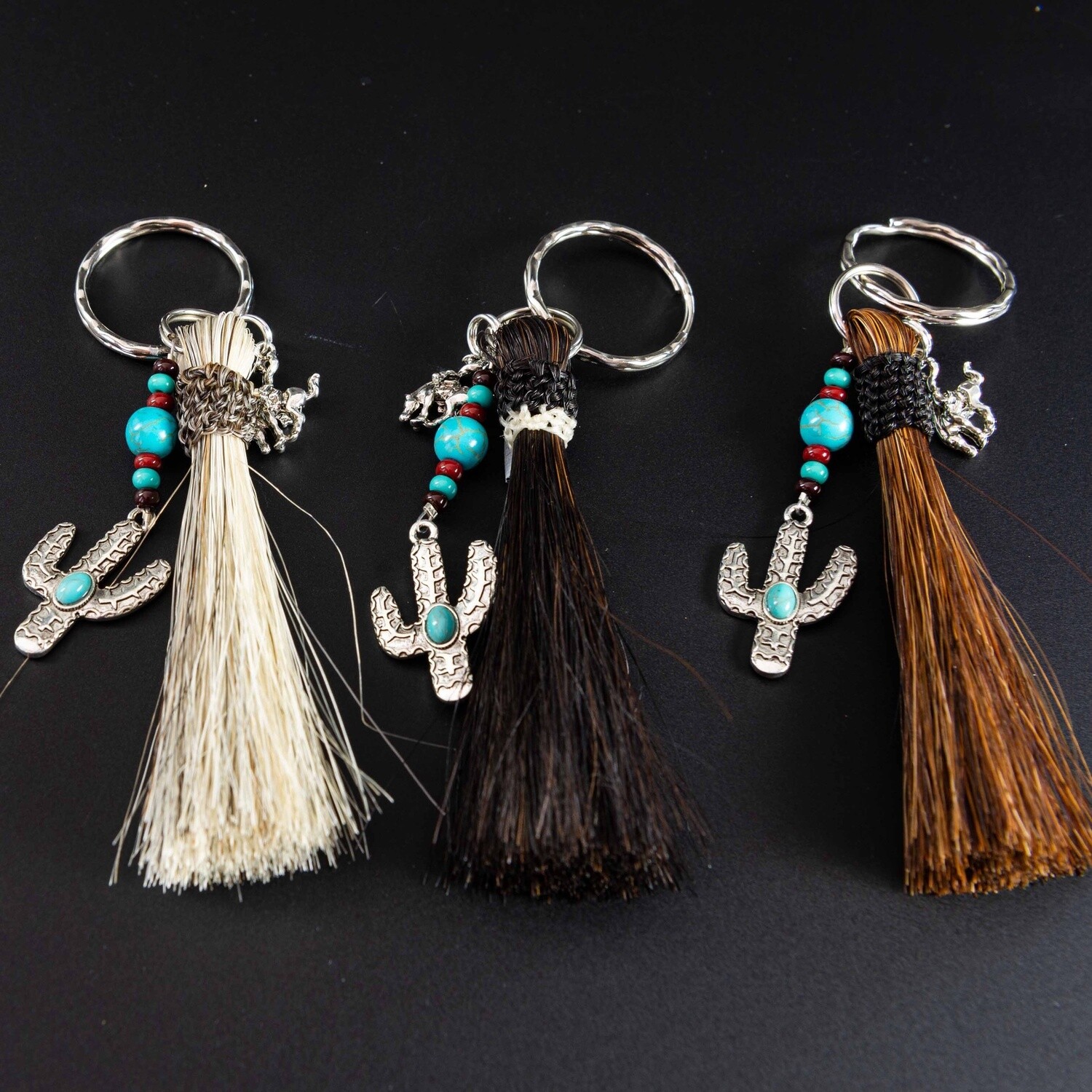 Pendleton Round-Up Horse Hair Cactus Keychain