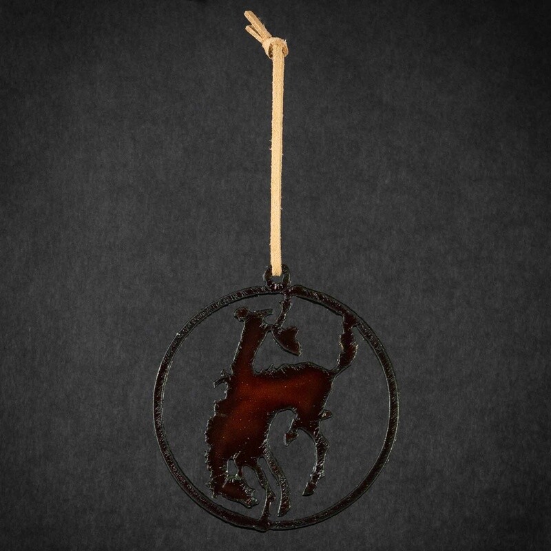 Pendleton Round-Up Metal Circle Bucking Horse Ornament