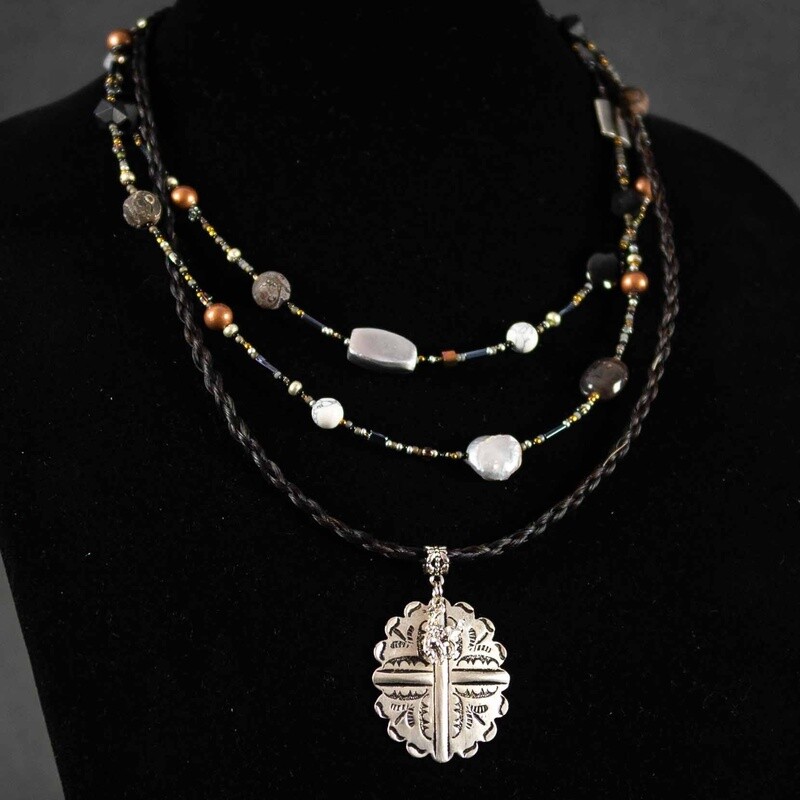 Pendleton Round-Up Brown Layered Horse Hair Necklace