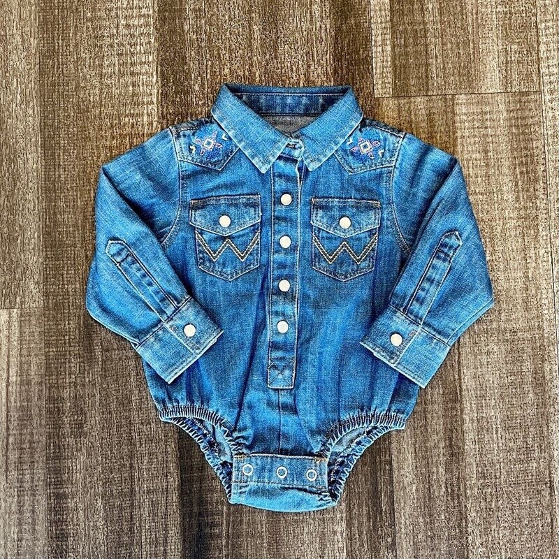 Infant Girls Wrangler Pendleton Round Up Denim Long Sleeve Onesie