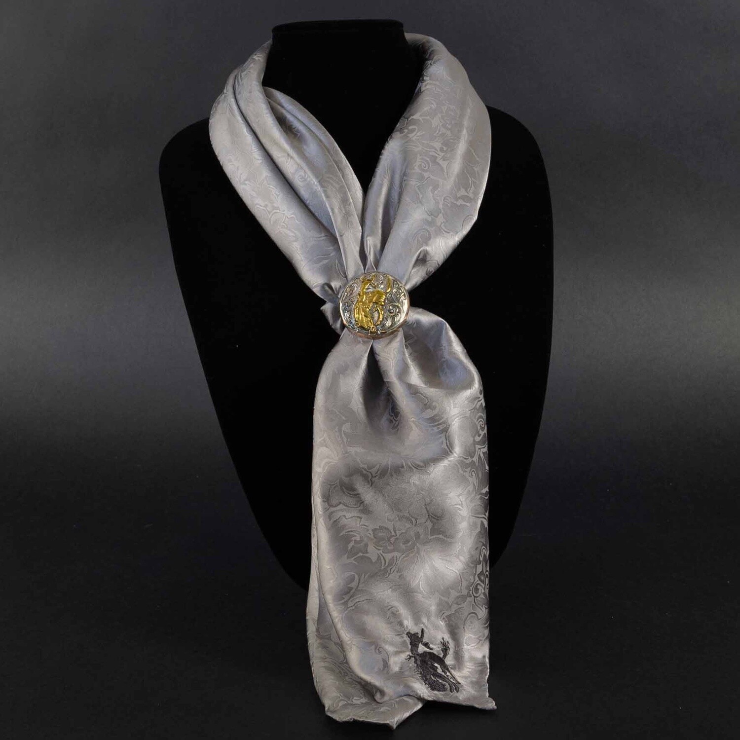 Pendleton Round-Up Silver Jacquard Silk Wild Rag