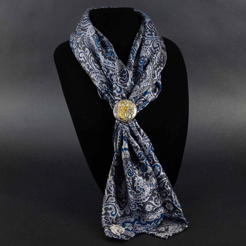 Pendleton Round-Up Blue/Silver Paisley Silk Wild Rag
